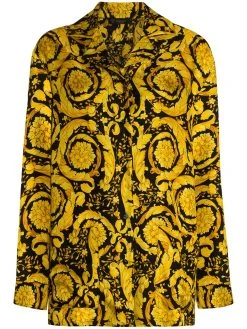 Versace chemise de pyjama en soie à imprimé baroque