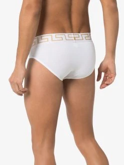 Versace slip en coton à bordure Greca