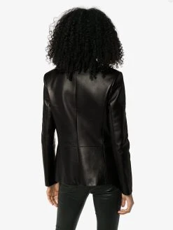 Versace blazer en cuir à détail d'epingle à nourrice