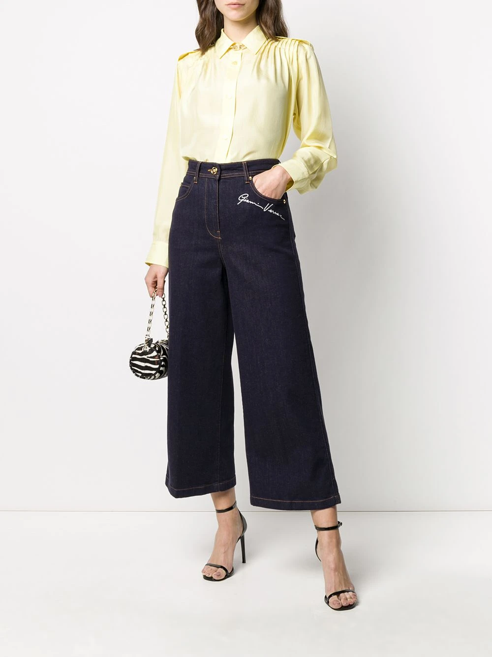 Versace Pantalon crop à détails brodés Qualité Fiable jeans courts femme 4 Versace pantalon crop à détails brodés