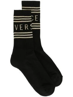 Versace chaussettes rayées à logo