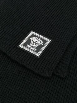 Versace écharpe nervurée à patch logo