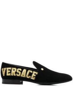 Versace mocassins à logo brodé