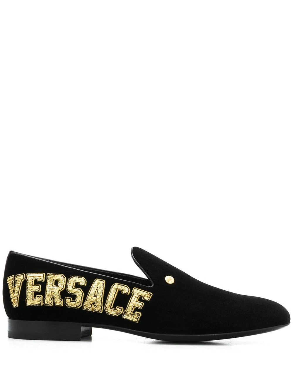Prix Sacrifiés Versace Mocassins à logo brodé chaussons homme 3 Versace mocassins à logo brodé
