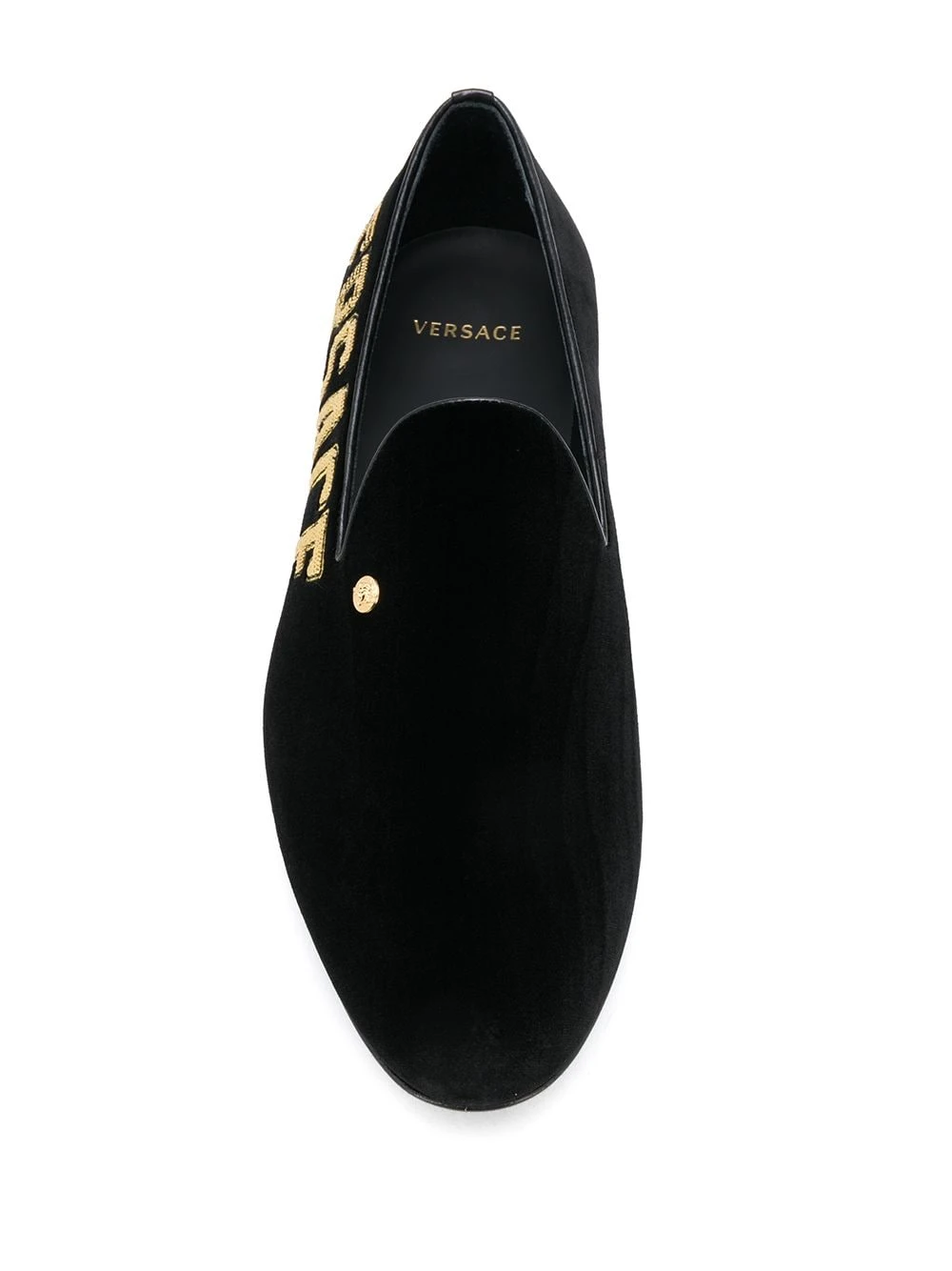 Prix Sacrifiés Versace Mocassins à logo brodé chaussons homme 6 Versace mocassins à logo brodé