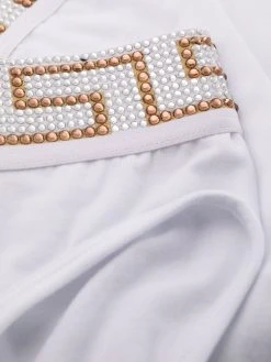 Versace slip à bord Greca strassé