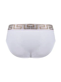 Versace slip à bord Greca strassé