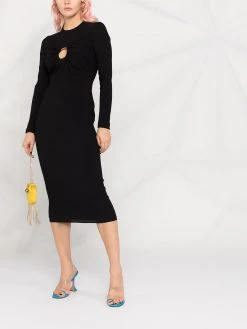 Versace robe mi-longue à détails de découpes