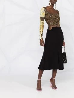 Versace jupe mi-longue à découpe