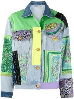 Versace veste en jean à design patchwork