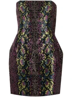 Versace robe courte sans bretelles à ornements de cristal