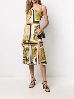 Versace robe imprimée à design à une épaule