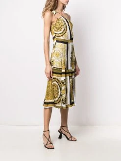 Versace robe imprimée à design à une épaule