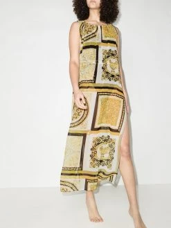 Versace robe en soie à motif Greca