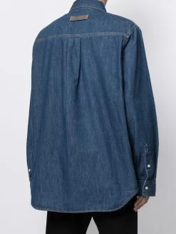 Versace Meilleure qualité Chemise en jean à logo brodé chemises femme 14 Versace chemise en jean à logo brodé