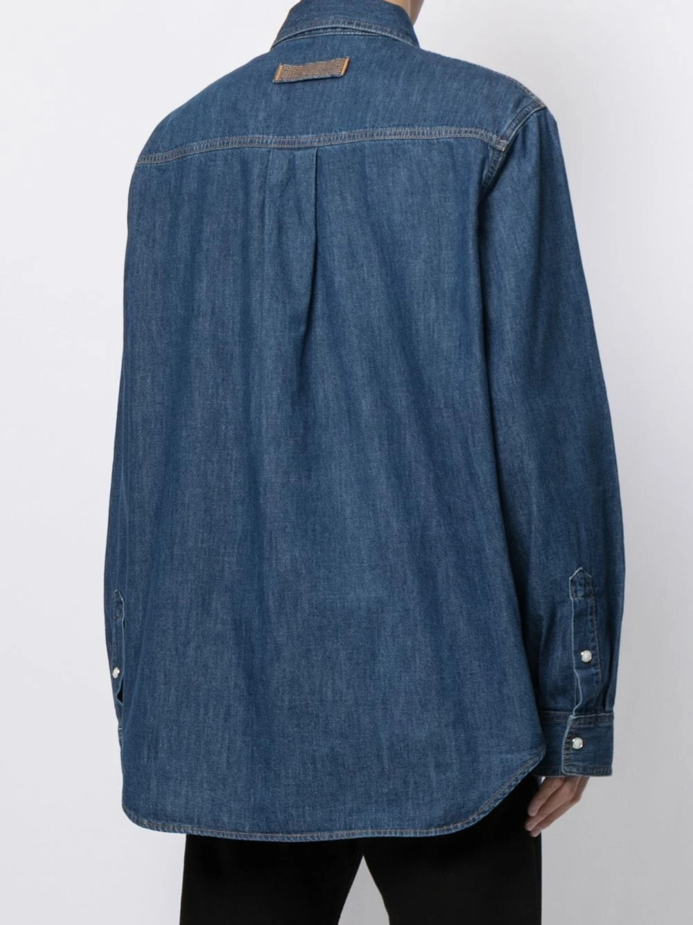 Versace Meilleure qualité Chemise en jean à logo brodé chemises femme 7 Versace chemise en jean à logo brodé