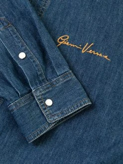 Versace Meilleure qualité Chemise en jean à logo brodé chemises femme 16 Versace chemise en jean à logo brodé
