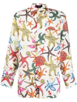 Versace chemise en lin à imprimé Trésor de la Mer
