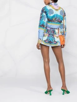 Versace Short en jean à motif graphique qualité absolue shorts courts femme 15 Versace short en jean à motif graphique