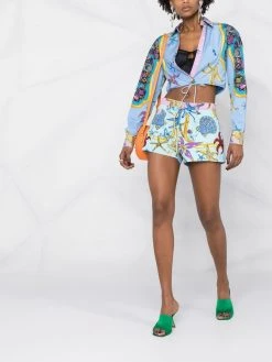 Versace Short en jean à motif graphique qualité absolue shorts courts femme 11 Versace short en jean à motif graphique