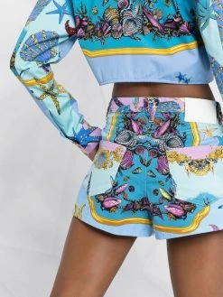 Versace Short en jean à motif graphique qualité absolue shorts courts femme 12 Versace short en jean à motif graphique