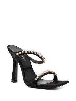 Versace mules en satin à ornements strassés