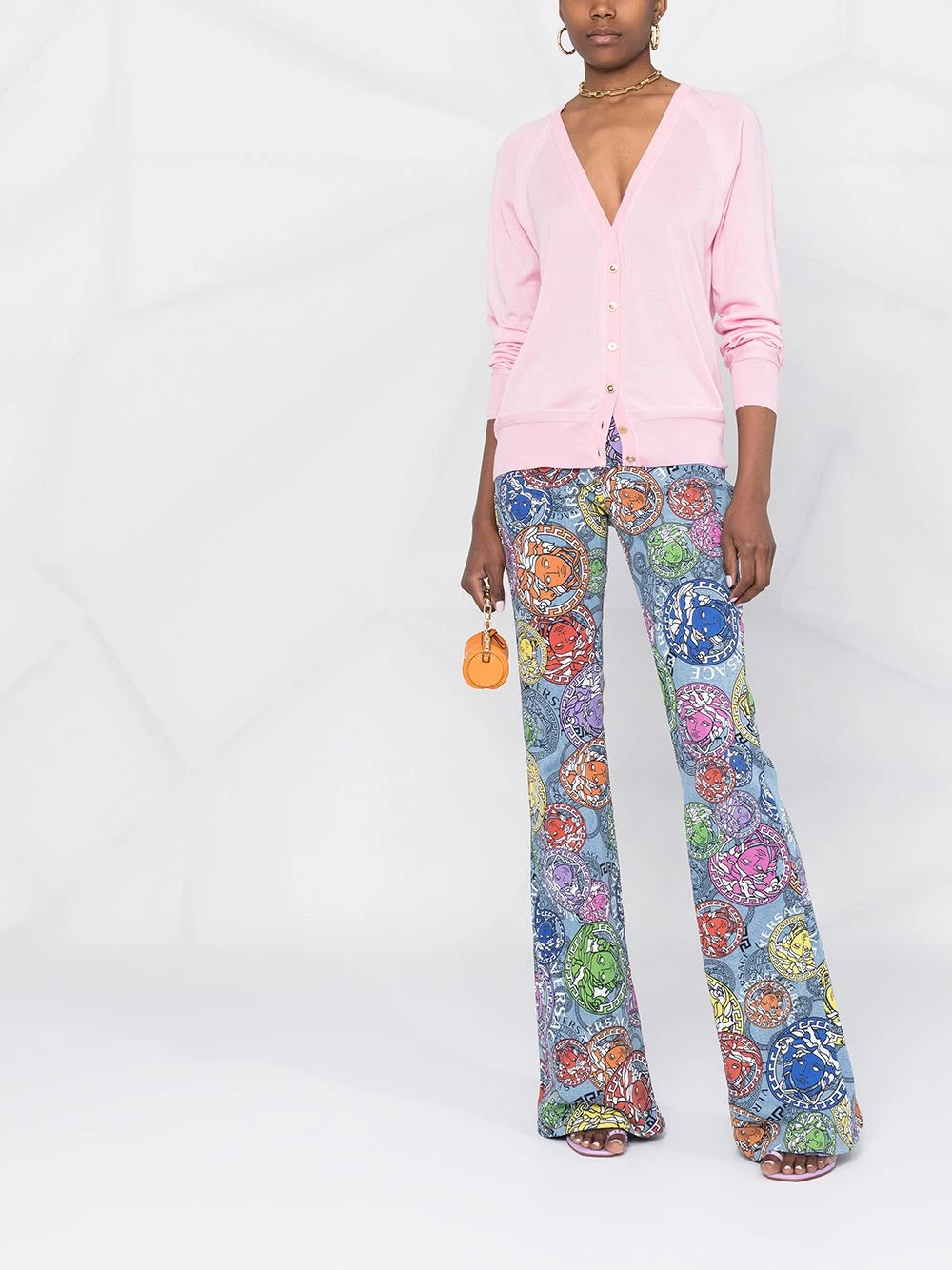 Versace Haute Qualité Cardigan en maille fine à boutons Medusa cardigans femme 4 Versace cardigan en maille fine à boutons Medusa