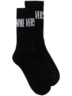 Versace chaussettes nervurées à logo imprimé
