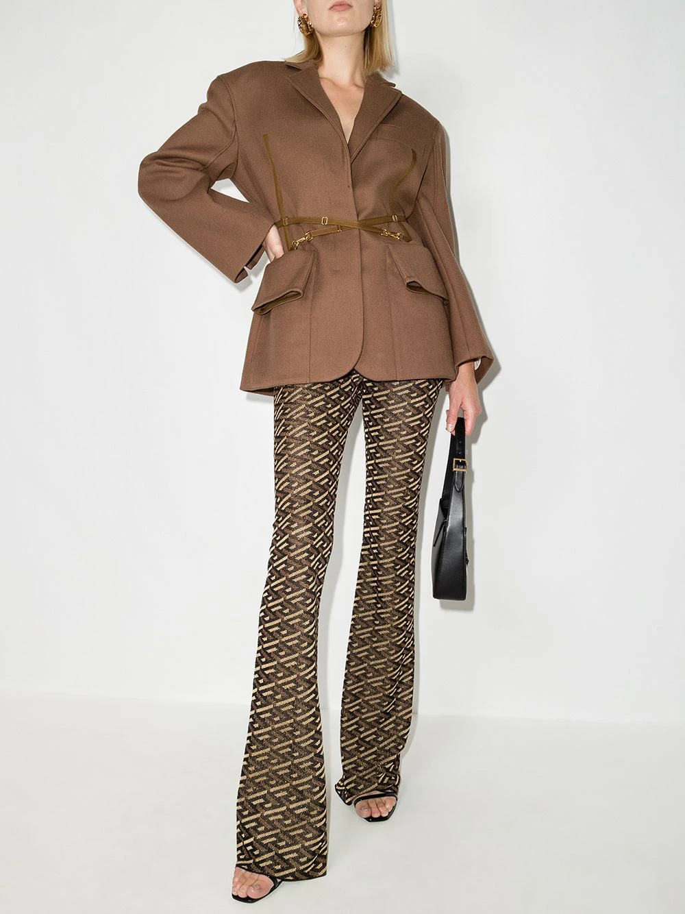 Versace Bonne Qualité Pantalon La Greca évasé en jacquard pantalons évasés femme 7 Versace pantalon La Greca évasé en jacquard