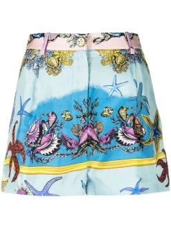 Versace short en soie à imprimé graphique