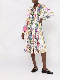 Versace robe-chemise à imprimé graphique