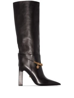 Versace bottes à détail de chaîne