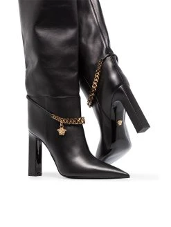 Versace bottes à détail de chaîne