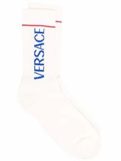 Versace chaussettes à logo en intarsia