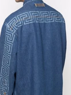 Versace veste en jean à détail Greca
