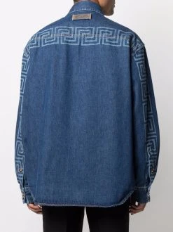 Versace veste en jean à détail Greca