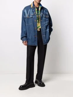 Versace veste en jean à détail Greca