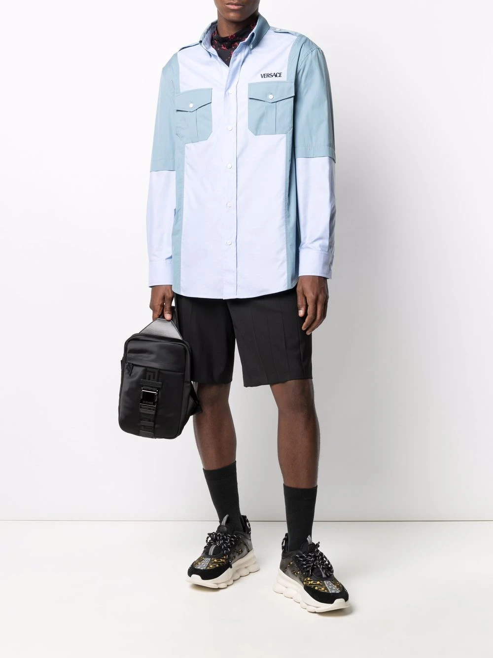 Versace Chemise en popeline à design patchwork Prix Usine chemises homme 4 Versace chemise en popeline à design patchwork