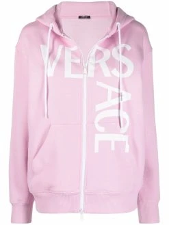 Versace hoodie zippé à logo imprimé