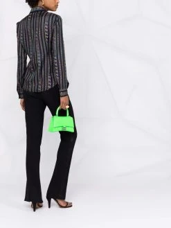 Versace chemise en soie à imprimé Greca Neon