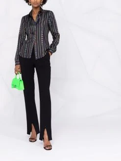 Versace chemise en soie à imprimé Greca Neon