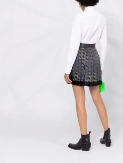 Versace jupe plissée à imprimé Greca Neon