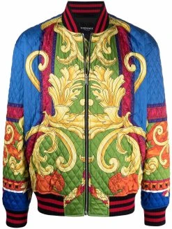 Versace veste bomber matelassée à imprimé baroque