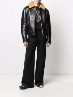 Versace veste à col en peau lainée