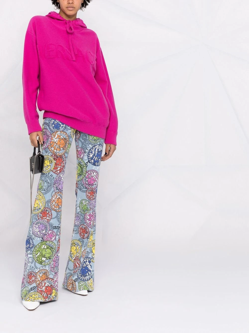 Versace Hoodie à logo texturé Discount En Ligne hoodies femme 4 Versace hoodie à logo texturé