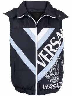 Versace gilet matelassé à logo imprimé