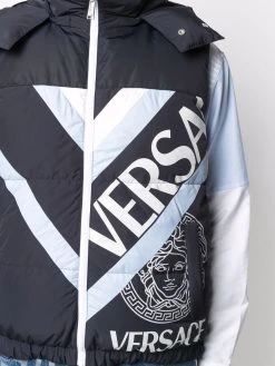 Versace gilet matelassé à logo imprimé