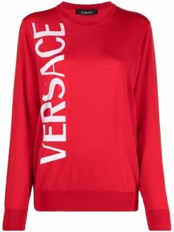 Versace pull en laine à logo imprimé