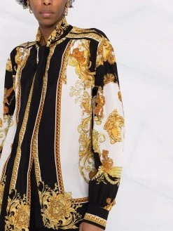 Versace chemise en soie à imprimé Barocco