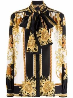 Versace chemise en soie à imprimé Barocco